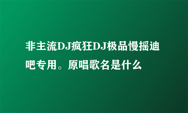 非主流DJ疯狂DJ极品慢摇迪吧专用。原唱歌名是什么