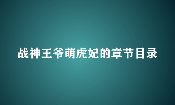 战神王爷萌虎妃的章节目录