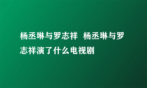 杨丞琳与罗志祥  杨丞琳与罗志祥演了什么电视剧