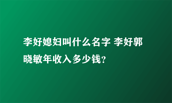 李好媳妇叫什么名字 李好郭晓敏年收入多少钱？