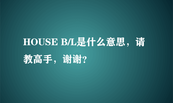 HOUSE B/L是什么意思，请教高手，谢谢？