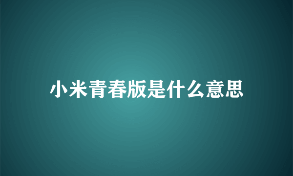 小米青春版是什么意思