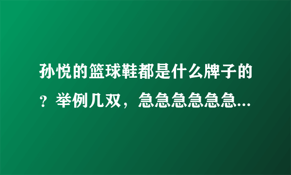 孙悦的篮球鞋都是什么牌子的？举例几双，急急急急急急急急！！！！！！！！！