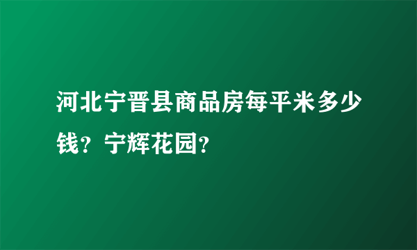 河北宁晋县商品房每平米多少钱？宁辉花园？