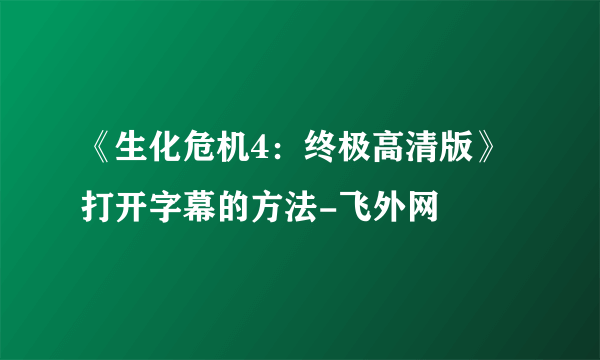 《生化危机4：终极高清版》打开字幕的方法-飞外网