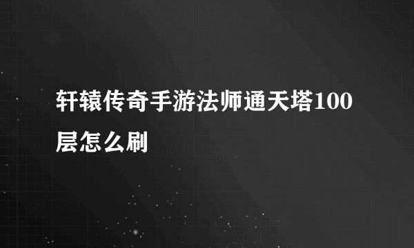 轩辕传奇手游法师通天塔100层怎么刷