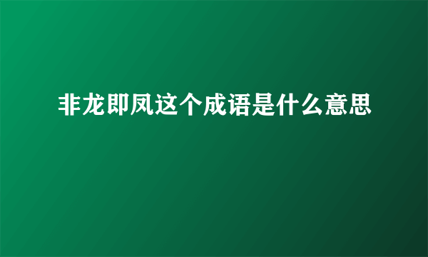 非龙即凤这个成语是什么意思