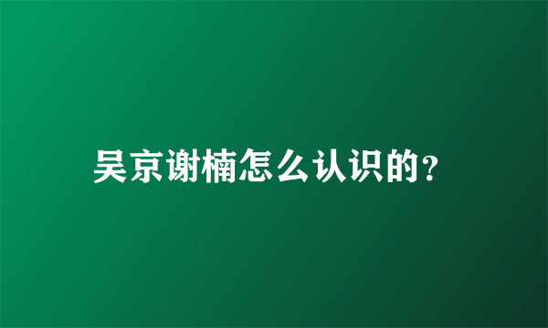 吴京谢楠怎么认识的？