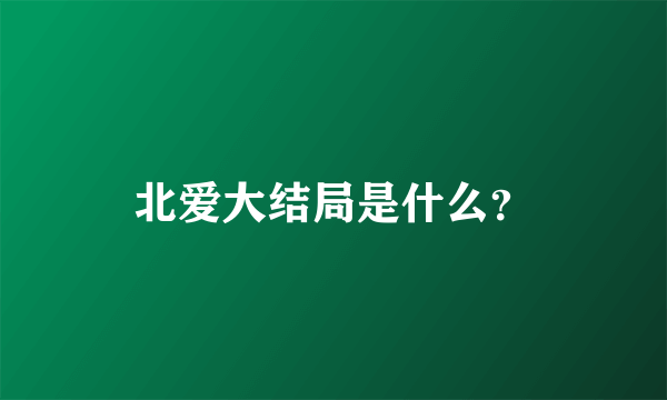 北爱大结局是什么？