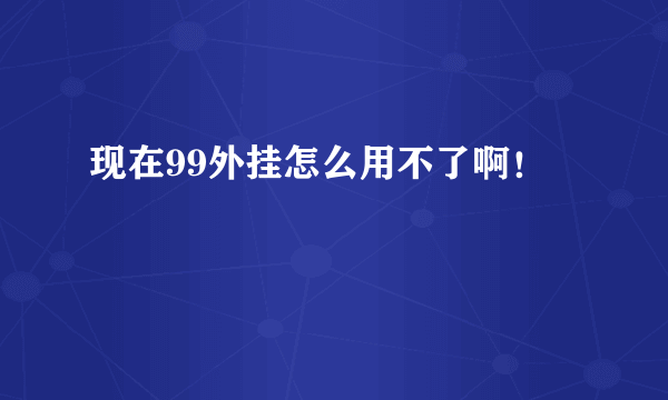 现在99外挂怎么用不了啊！