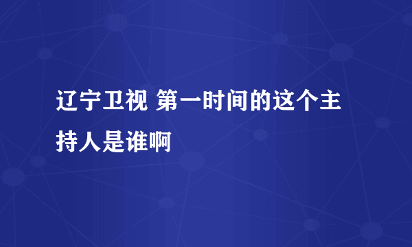 辽宁卫视 第一时间的这个主持人是谁啊