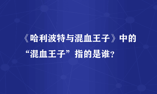 《哈利波特与混血王子》中的“混血王子”指的是谁？