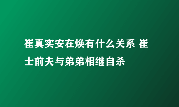 崔真实安在焕有什么关系 崔士前夫与弟弟相继自杀