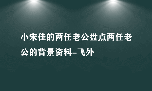 小宋佳的两任老公盘点两任老公的背景资料-飞外