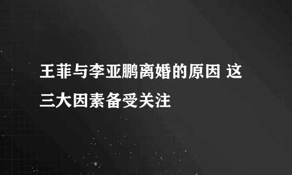 王菲与李亚鹏离婚的原因 这三大因素备受关注