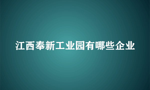 江西奉新工业园有哪些企业