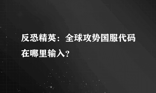 反恐精英：全球攻势国服代码在哪里输入？