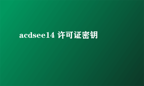 acdsee14 许可证密钥