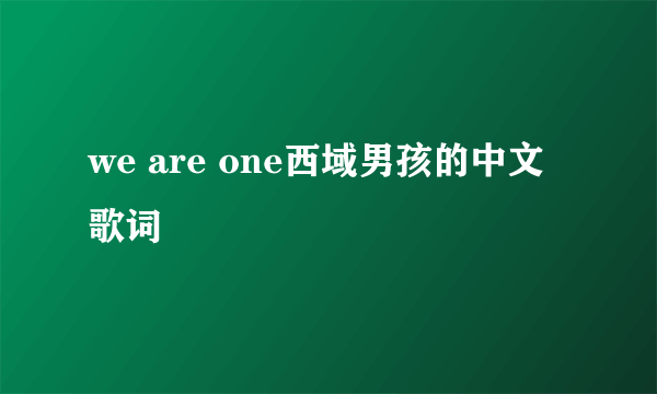 we are one西域男孩的中文歌词