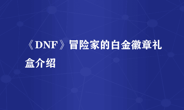 《DNF》冒险家的白金徽章礼盒介绍