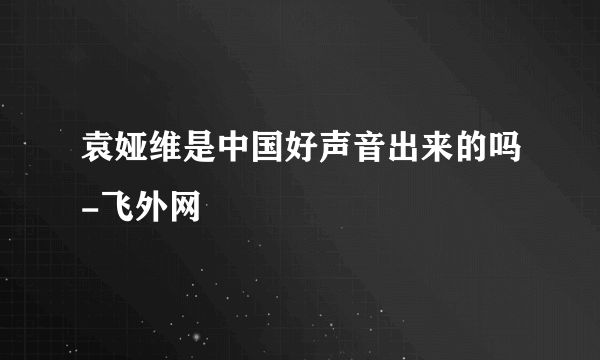 袁娅维是中国好声音出来的吗-飞外网