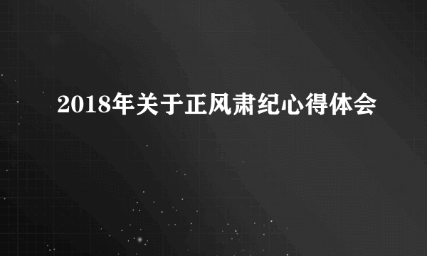 2018年关于正风肃纪心得体会