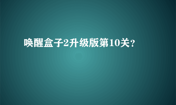 唤醒盒子2升级版第10关？