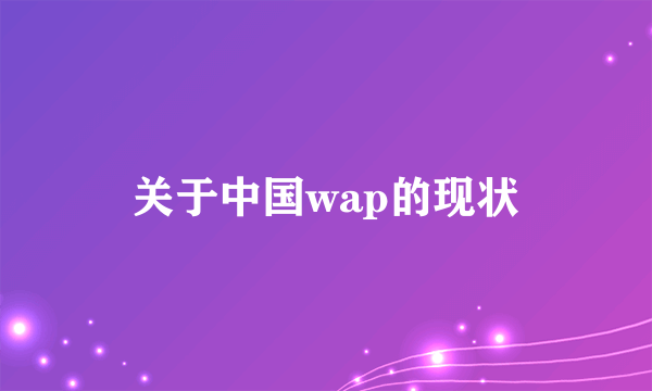 关于中国wap的现状