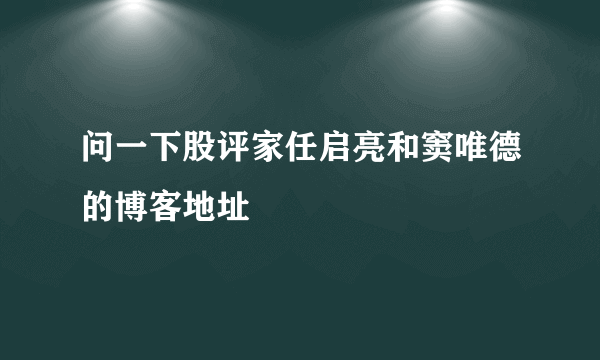 问一下股评家任启亮和窦唯德的博客地址