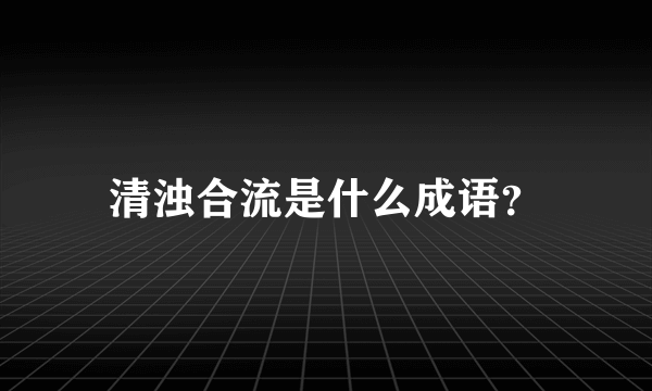 清浊合流是什么成语？