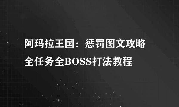 阿玛拉王国：惩罚图文攻略 全任务全BOSS打法教程