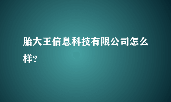 胎大王信息科技有限公司怎么样？