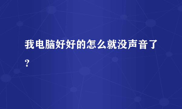 我电脑好好的怎么就没声音了？