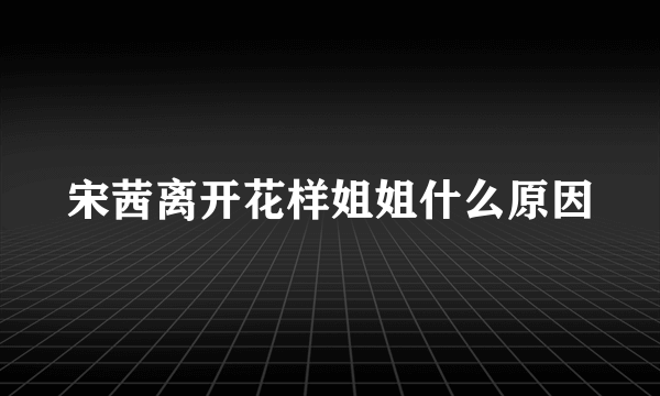 宋茜离开花样姐姐什么原因