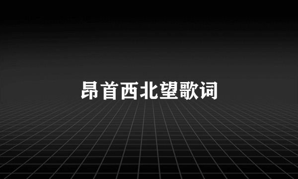 昂首西北望歌词