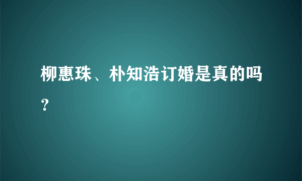 柳惠珠、朴知浩订婚是真的吗？