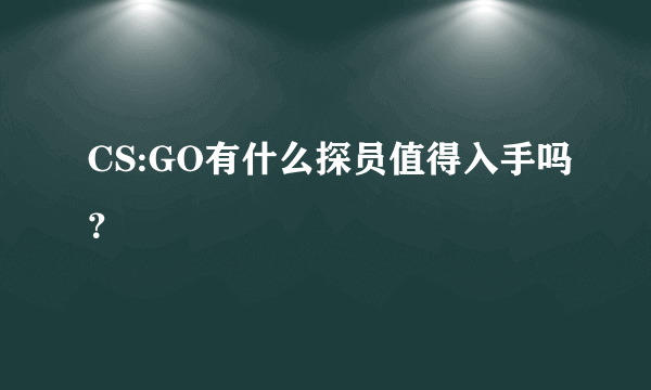 CS:GO有什么探员值得入手吗？