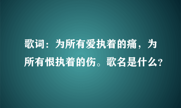 歌词：为所有爱执着的痛，为所有恨执着的伤。歌名是什么？