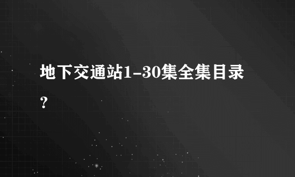 地下交通站1-30集全集目录？