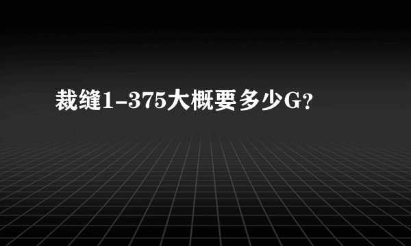 裁缝1-375大概要多少G？