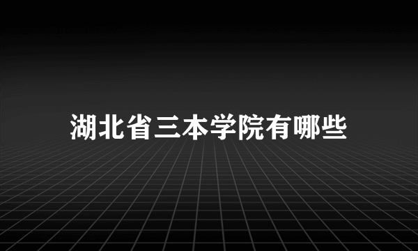 湖北省三本学院有哪些