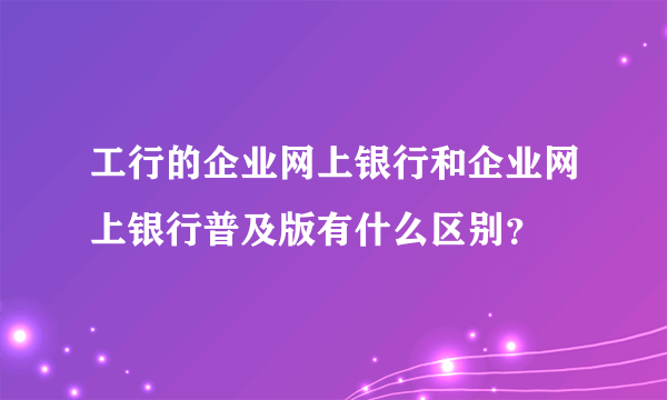 工行的企业网上银行和企业网上银行普及版有什么区别？