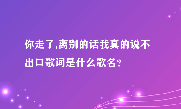 你走了,离别的话我真的说不出口歌词是什么歌名？