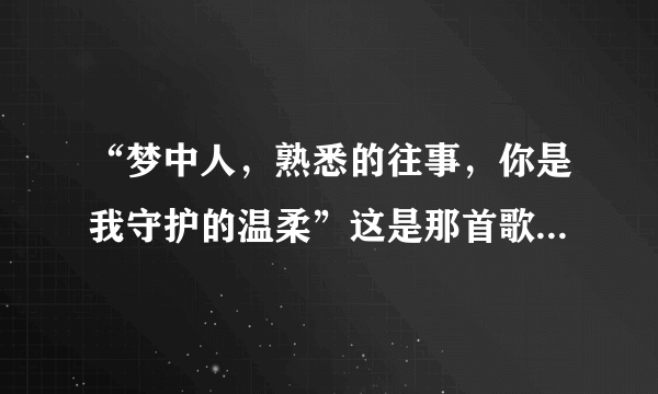 “梦中人，熟悉的往事，你是我守护的温柔”这是那首歌里面的？