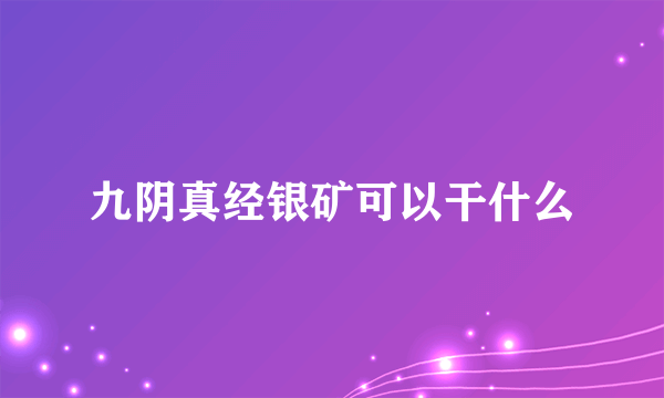 九阴真经银矿可以干什么