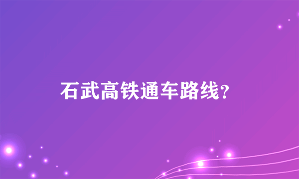 石武高铁通车路线？