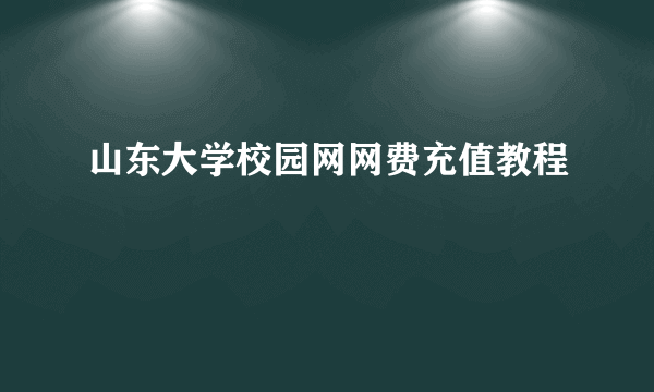 山东大学校园网网费充值教程