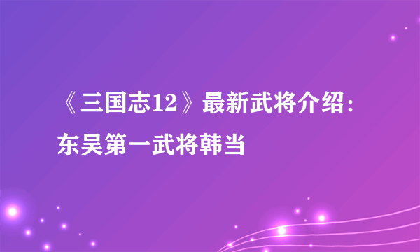 《三国志12》最新武将介绍：东吴第一武将韩当