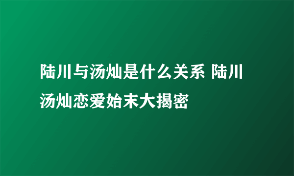 陆川与汤灿是什么关系 陆川汤灿恋爱始末大揭密