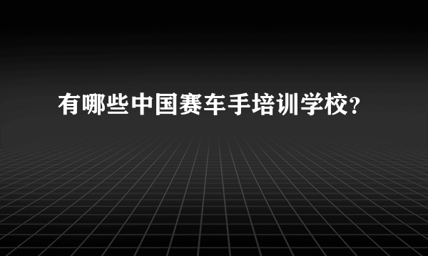 有哪些中国赛车手培训学校？